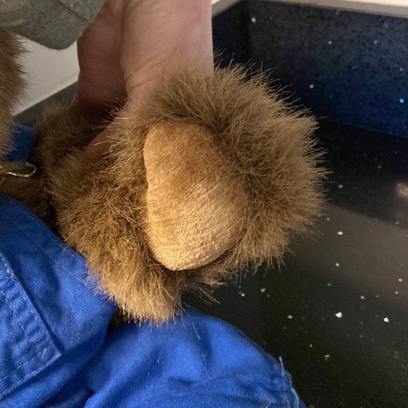 BIG Teddy Bear Jointed Wearing Adorable OshKosh Overalls Vintage Country - Picture 5 of 10